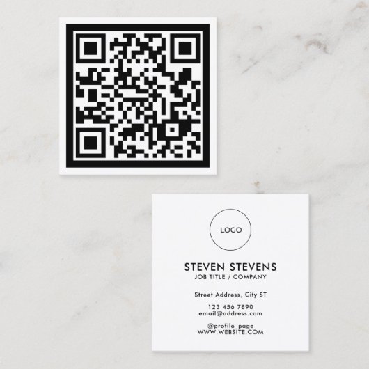 ミニマシンプルリストの巨人QRコード スクエア名刺 (正面/裏面)