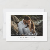 ミニマシンプルリストの愛と感謝していの写真結婚。 サンキューカード (正面)