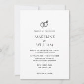 ミニマシンプルリストの手描きリングや輪結婚ズ 招待状 (正面)