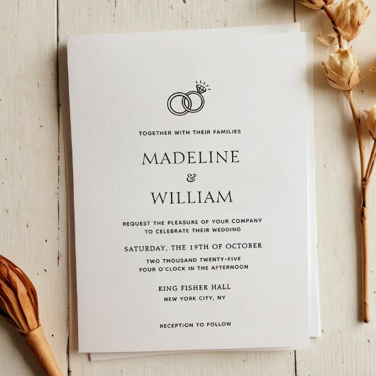 ミニマシンプルリストの手描きリングや輪結婚ズ 招待状