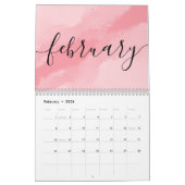 ミニマシンプルリストの文字書道の任意の年 カレンダー (2月 2026)