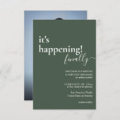 ミニマシンプルリストの濃い緑の結婚写真 招待状 (正面/裏面)