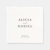 ミニマシンプルリストの白い黒のエレガントな結婚式 スタンダードカクテルナプキン (正面)