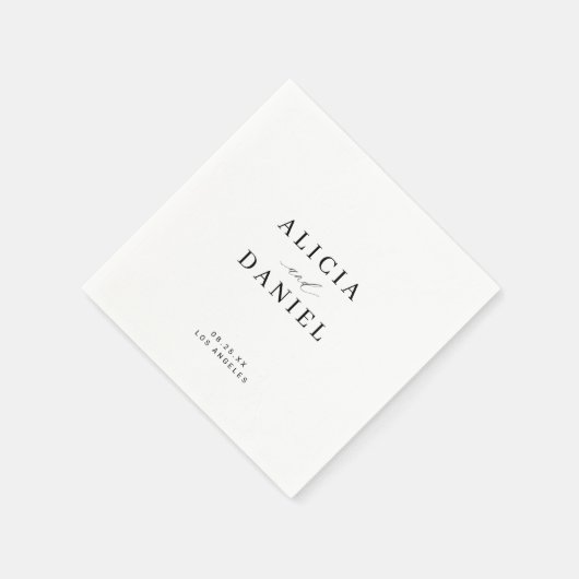 ミニマシンプルリストの白い黒のエレガントな結婚式 スタンダードカクテルナプキン (角)