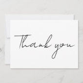 ミニマシンプルリストの白黒メッセー結婚ジ サンキューカード (正面)