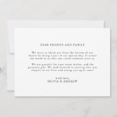 ミニマシンプルリストの白黒メッセー結婚ジ サンキューカード (裏面)