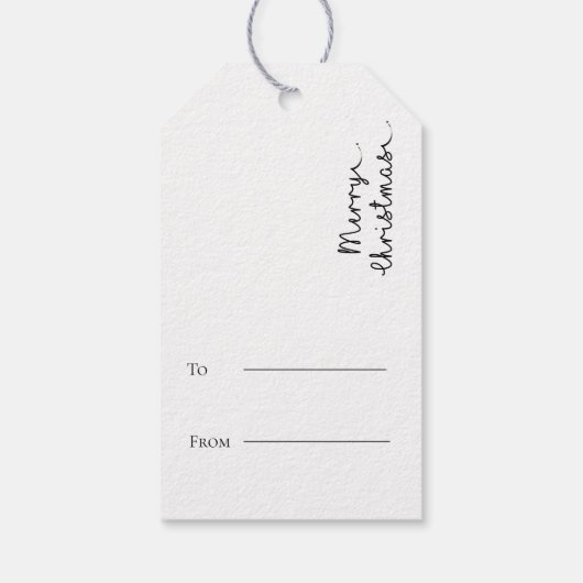 ミニマシンプルリストの白黒メリークリスマス ギフトタグ (裏面)