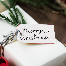 ミニマシンプルリストの白黒メリークリスマス ギフトタグ