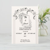 ミニマシンプルリストの白黒結婚の 招待状 (スタンド正面)