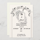 ミニマシンプルリストの白黒結婚の 招待状 (正面/裏面)