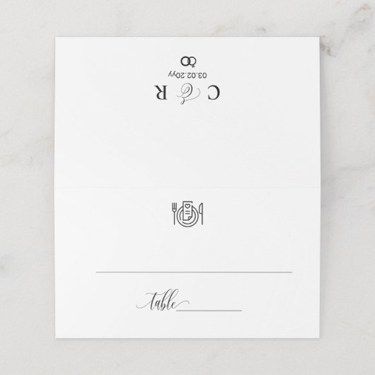 ミニマシンプルリストの結婚イベントエスコート折り プレイスカード (外部開封)