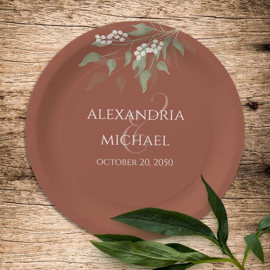 ミニマシンプルリストの結婚テラコッタ書 ペーパープレート