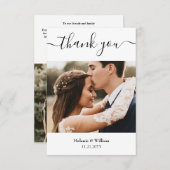 ミニマシンプルリストの結婚写真付き脚本 サンキューカード (正面/裏面)