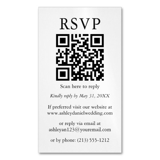 ミニマシンプルリストの結婚式RSVP QR 25マグネットカード マグネット名刺 (正面縦)