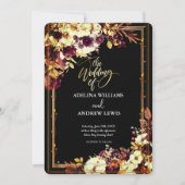 ミニマシンプルリストの赤いローズ、金ゴールド枠の招待 招待状 (正面)