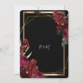 ミニマシンプルリストの赤いローズ、金ゴールド枠の招待 招待状 (裏面)