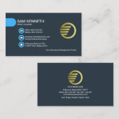 ミニマシンプルリストの青いボタンタブコンサルタント 名刺 (正面/裏面)