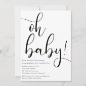 ミニマシンプルリストの青い白い黒の男の子の赤ちゃんシャワー 招待状 (正面)