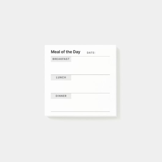 ミニマシンプルリストの食事の準備 ポストイット (正面)