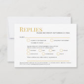 ミニマシンプルリストの黄金の茶色のインクメ結婚ール 出欠カード (裏面)