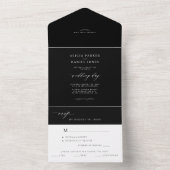 ミニマシンプルリストの黒と白のエレガントな結婚式 オールインワン招待状 (内側)
