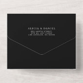 ミニマシンプルリストの黒と白のエレガントな結婚式 オールインワン招待状 (裏面)