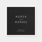 ミニマシンプルリストの黒と白のエレガントな結婚式 スタンダードカクテルナプキン (正面)