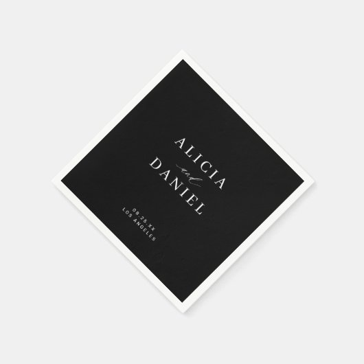 ミニマシンプルリストの黒と白のエレガントな結婚式 スタンダードカクテルナプキン (角)