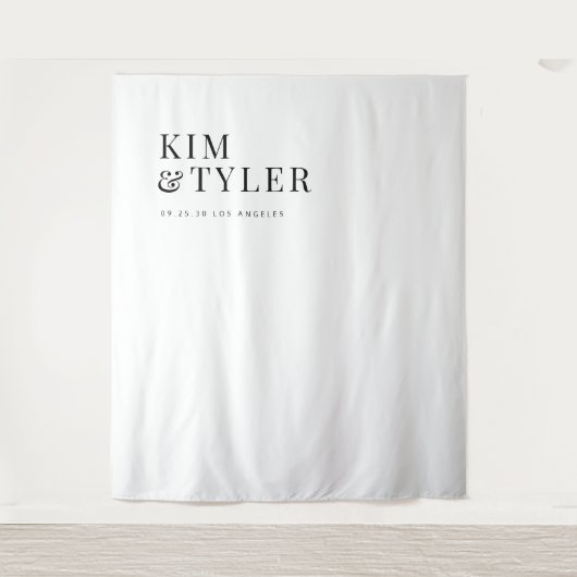 ミニマシンプルリストの黒と白結婚の背景 タペストリー (正面)