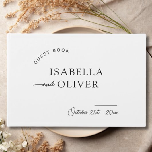 ミニマシンプルリストの黒と白結婚の ゲストブック