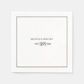 ミニマシンプルリストの黒と白結婚の スタンダードカクテルナプキン (正面)