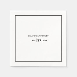 ミニマシンプルリストの黒と白結婚の スタンダードカクテルナプキン