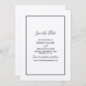 ミニマシンプルリストの黒と白結婚の セーブザデート (正面/裏面)