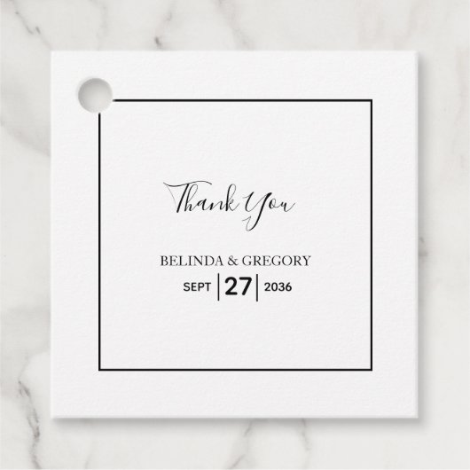 ミニマシンプルリストの黒と白結婚の フェイバータグ (正面)