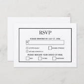 ミニマシンプルリストの黒と白結婚の 出欠カード (正面/裏面)