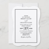 ミニマシンプルリストの黒と白結婚の 招待状 (正面)