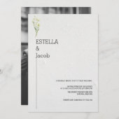 ミニマシンプルリストの黒と白結婚の 招待状 (正面/裏面)