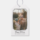 ミニマシンプルリストのBow白黒の家族写真 ギフトタグ (正面)