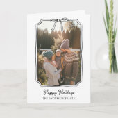 ミニマシンプルリストのBow白黒の家族写真 シーズンカード (正面)