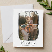 ミニマシンプルリストのBow白黒の家族写真 シーズンポストカード