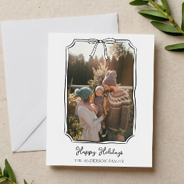 ミニマシンプルリストのBow白黒の家族写真 シーズンポストカード