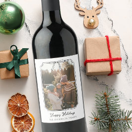 ミニマシンプルリストのBow白黒の家族写真 ワインラベル