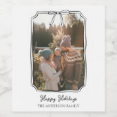 ミニマシンプルリストのBow白黒の家族写真 ワインラベル (シングルラベル)