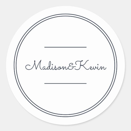 ミニマシンプルリストのCurssiveスクリプ結婚ト ラウンドシール (正面)