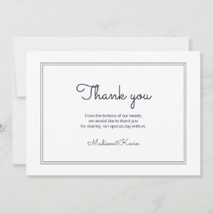 ミニマシンプルリストのCurssive Script結婚's Thank You サンキューカード