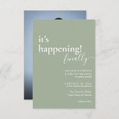 ミニマシンプルリストのSage Green Photos 結婚 招待状 (正面/裏面)