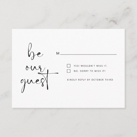 ミニマシンプルリストはゲストRSVP返信カード エンクロージャーカード (正面)