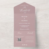 ミニマシンプルリストほこりっぽいバラQRコー結婚ド オールインワン招待状 (内側)