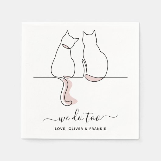 ミニマシンプルリストも猫のカスタム技を結婚使う スタンダードカクテルナプキン (正面)