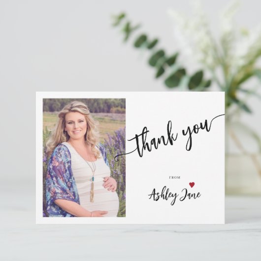 ミニマシンプルリストカスタムフォトベビーシャワー サンキューカード (スタンド正面)